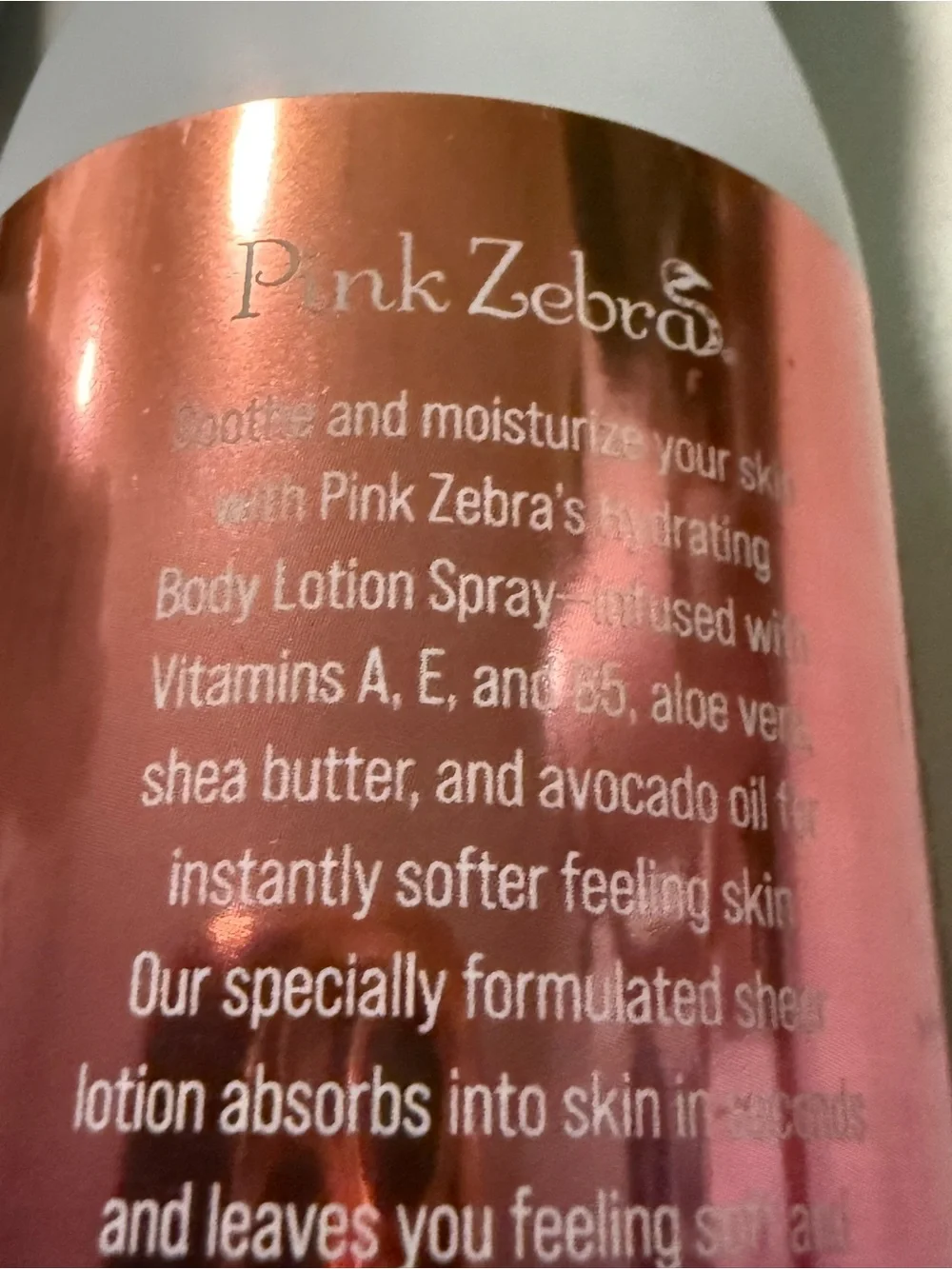 Pink Zebra Vanilla Rose Hydrating Body Lotion Spray - Rose Metallic Pink